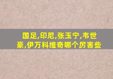 国足,印尼,张玉宁,韦世豪,伊万科维奇哪个厉害些