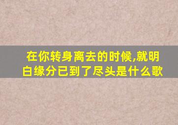 在你转身离去的时候,就明白缘分已到了尽头是什么歌