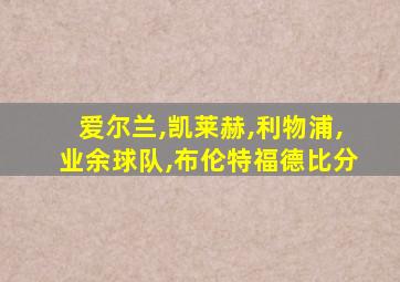 爱尔兰,凯莱赫,利物浦,业余球队,布伦特福德比分